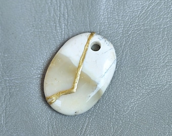 Dendritic Agate Kintsugi Necklace: 22k Gold Plated Statement Jewelry