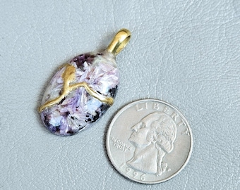 BIRTHDAY GIFT FOR Her Necklace Kintsugi Art Jewelry Wabi Sabi Charoite Gemstone Handmade Jewelry