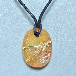VINTAGE Necklace Sympathy Gift Druzy Gemstone Kintsugi Pendant Jewelry