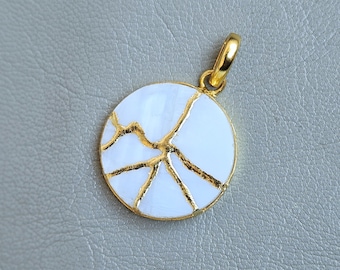 Kintsugi Opal Necklace: 22k Gold-Plated, Handmade Japanese Jewelry