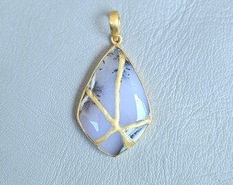 KINTSUGI NECKLACE GOLD Jewelry Japanese Art Deco Jewelry Handmade Necklace Minimalist Engraved Necklace Gift For Her Anniversary