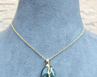 Kintsugi Serpentine Pendant Necklace: 22k Gold Plated, Wabi Sabi Japanese Art
