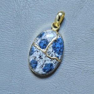 Kintsugi K2 Jasper Pendant Necklace: 22k Gold Leaf, Japanese Art