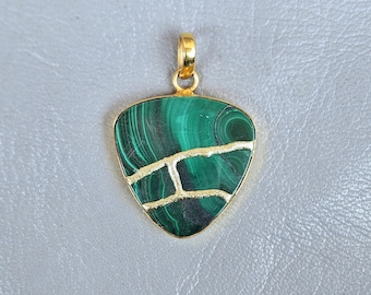 KINTSUGI NECKLACE GEMSONE Malachite Jewelry Handmade Gift Birthday Necklace Engraved Anniversary Gift For Her