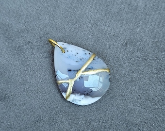 KINTSUGI NECKLACE AGATE Gemstone Jewelry Handmade Japanese Art Wabi Sabi Necklace Birthstone Gift For Her Birthday