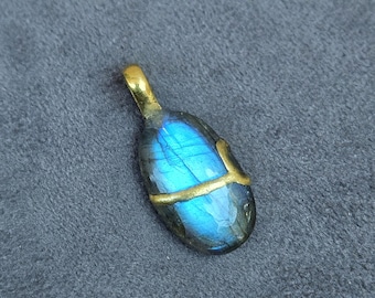 LABRADORITE NECKLACE KINTSUGI Art Handmade Jewelry Gift For Her Birthday Wabi Sabi Japanese