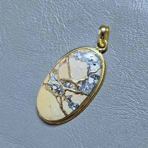 Kintsugi Jasper Necklace: 22k Gold-Plated Japanese Art Jewelry
