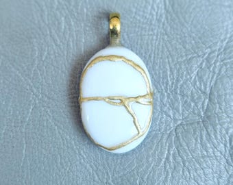 Kintsugi Opal Necklace, 22k Gold Plated Statement Pendant, Wabi-Sabi Jewelry