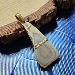 Kintsugi Jasper Pendant Necklace: 22k Gold-Plated Healing Art