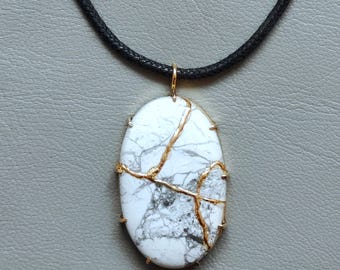 KINTSUGI NECKLACE JEWELRY Agate Art Deco Jewelry Heart Necklace Statement Jewelry Gold Necklace Japanese Art Gift Best Gift For Her