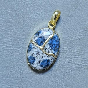 Kintsugi K2 Jasper Pendant Necklace: 22k Gold Leaf, Japanese Art