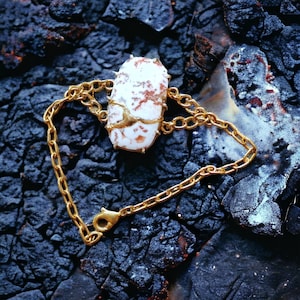 Kintsugi Bracelet: 22k Gold Plated Crazy Lace Agate Gemstone