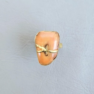 Kintsugi Jasper Ring: 22k Gold-Plated Wabi Sabi Jewelry