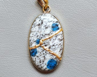 KINTSUGI NECKLACE JAPANESE Art Mom Necklace Gift Best gift Jasper Necklace Handmade Jewelry Gift For Artist Minimalist Wabi Sabi Art