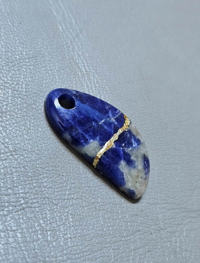 WABI SABI ART Japanese Art Jewelry Kintsugi Necklace Sodalite Gemstone