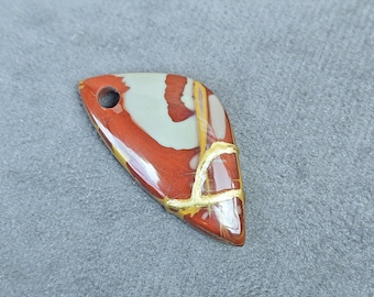 BIRTHDAY GIFT JASPER Gemstone Jewelry Kintsugi Necklace Anniversary Gift For Her Pendant Initial Necklace