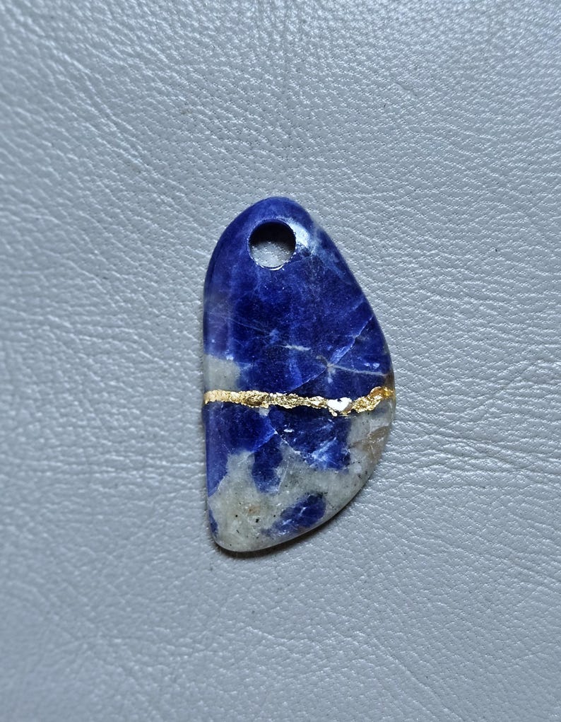 WABI SABI ART Japanese Art Jewelry Kintsugi Necklace Sodalite Gemstone