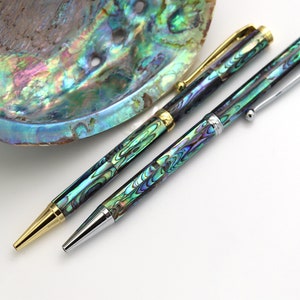 New Style Natural Handmade Abalone Sea Shell Rollerball Pen, Mother of Pearl Seashell Ballpoint Pen, Handcrafted Gold Finish Pen PB001-2 image 1