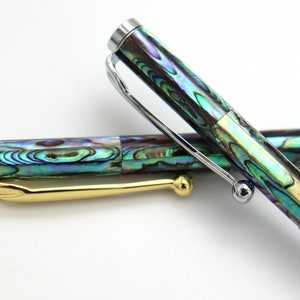 New Style Natural Handmade Abalone Sea Shell Rollerball Pen, Mother of Pearl Seashell Ballpoint Pen, Handcrafted Gold Finish Pen PB001-2 image 4