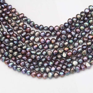 Natural Peacock Baroque Pearl beaded, Black Irregular Oval/Straight hole side hole magic color peacock green black pearl loose beads