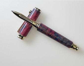 Maple Ballpoint Pen 18K Gold Finish Handmade stable colored wooden pens