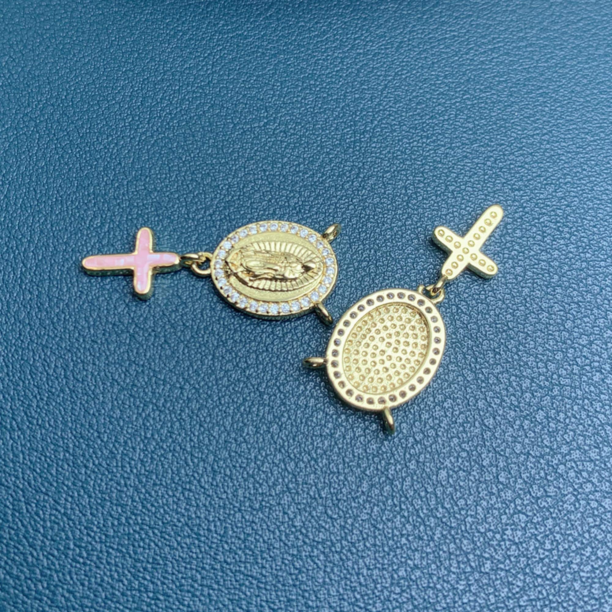 Gold Plated Pink/white Mother of Pearl Shell Madonna of the Gold Plated Pink/white Mother of Pearl Shell Madonna of the