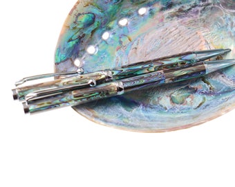 New Style Natural Handmade Abalone Sea Shell Rollerball Pen, Mother of Pearl Seashell Ballpoint Pen, Handcrafted Chrome Finish Pen PB-Y005