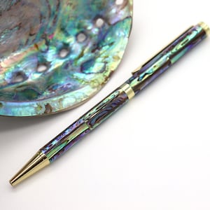Natural Abalone Sea Shell Fine Rollerball Pen, Mother of Pearl Seashells Ballpoint Pen, Handcrafted Pen PB001