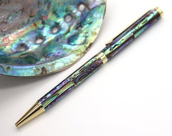 Natural Abalone Sea Shell Fine Rollerball Pen, Mother of Pearl Seashells Ballpoint Pen, Handcrafted Pen PB001