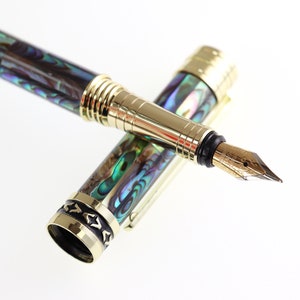 Parelmoer Shell Lnlaid Handgemaakte vulpen gemaakt, seashell vulpen, natuurlijke handgemaakte pen, Nieuw-Zeeland Abalone Shells Pen