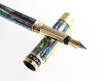 Mother of Pearl Shell Lnlaid Handcrafted Fountain Pen Made, Seashell Fountain Pen, Natural Handmade Pen, New Zealand Abalone Shells Pen