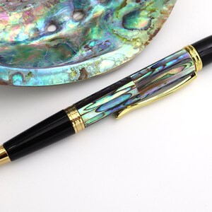 Natural Handmade Abalone Sea Shell Rollerball Pen, Mother of Pearl Seashells Ballpoint Pen, Handcrafted Gold Finish Pen PB003