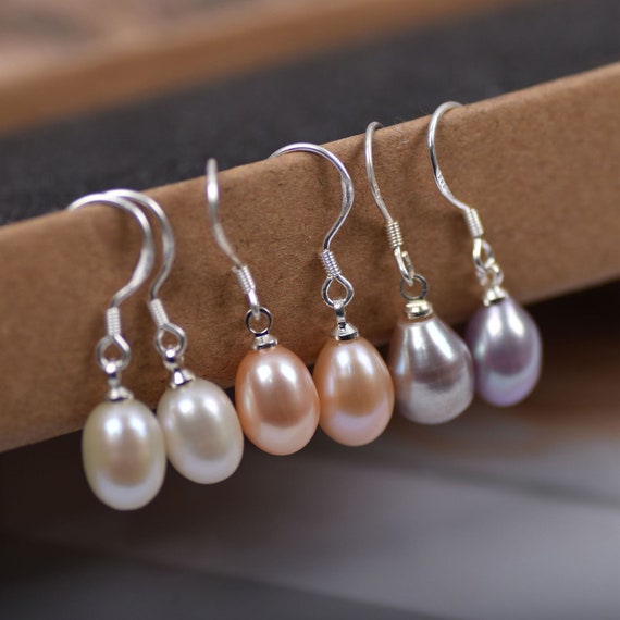Boucles D'oreilles Argent Saphirs Roses/oranges Et Perles D'eau Douce - Neuf Avec étiquettes