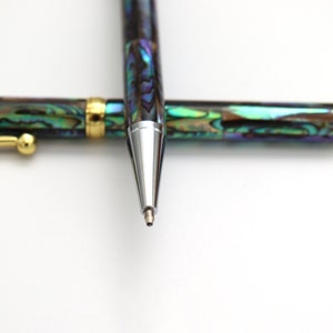 New Style Natural Handmade Abalone Sea Shell Rollerball Pen, Mother of Pearl Seashell Ballpoint Pen, Handcrafted Gold Finish Pen PB001-2 image 6