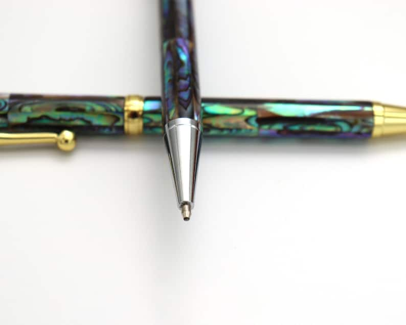 New Style Natural Handmade Abalone Sea Shell Rollerball Pen, Mother of Pearl Seashell Ballpoint Pen, Handcrafted Gold Finish Pen PB001-2 image 6