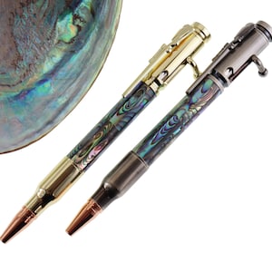 Mother of Pearl Shell Lnlaid Gun Ballpoint Pen Type, Seashell RollerBall Pen, Natural Handmade Pen, New Zealand Abalone Shells Pen