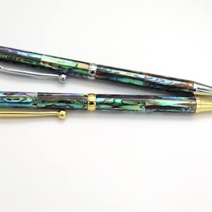 New Style Natural Handmade Abalone Sea Shell Rollerball Pen, Mother of Pearl Seashell Ballpoint Pen, Handcrafted Gold Finish Pen PB001-2 image 3