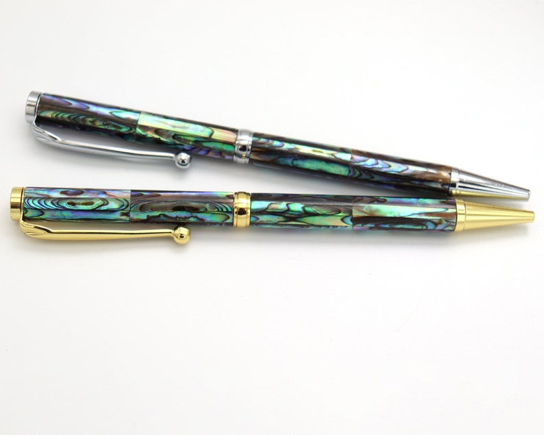 New Style Natural Handmade Abalone Sea Shell Rollerball Pen, Mother of Pearl Seashell Ballpoint Pen, Handcrafted Gold Finish Pen PB001-2 image 3