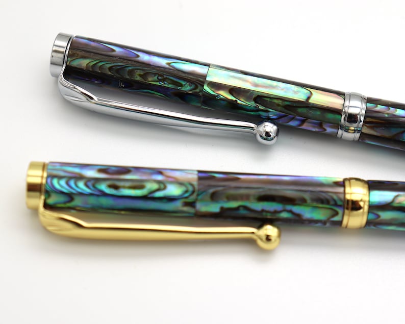 New Style Natural Handmade Abalone Sea Shell Rollerball Pen, Mother of Pearl Seashell Ballpoint Pen, Handcrafted Gold Finish Pen PB001-2 image 5