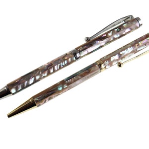 Bolígrafo de concha de nácar, bolígrafo RollerBall de concha marina, bolígrafo hecho a mano Natural, bolígrafo de conchas de abulón mexicano PB-005