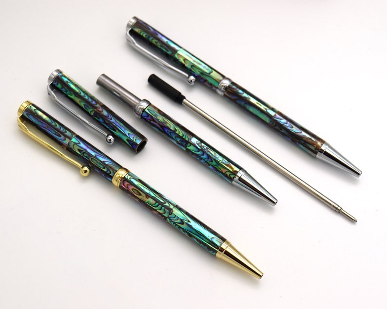 New Style Natural Handmade Abalone Sea Shell Rollerball Pen, Mother of Pearl Seashell Ballpoint Pen, Handcrafted Gold Finish Pen PB001-2 image 2