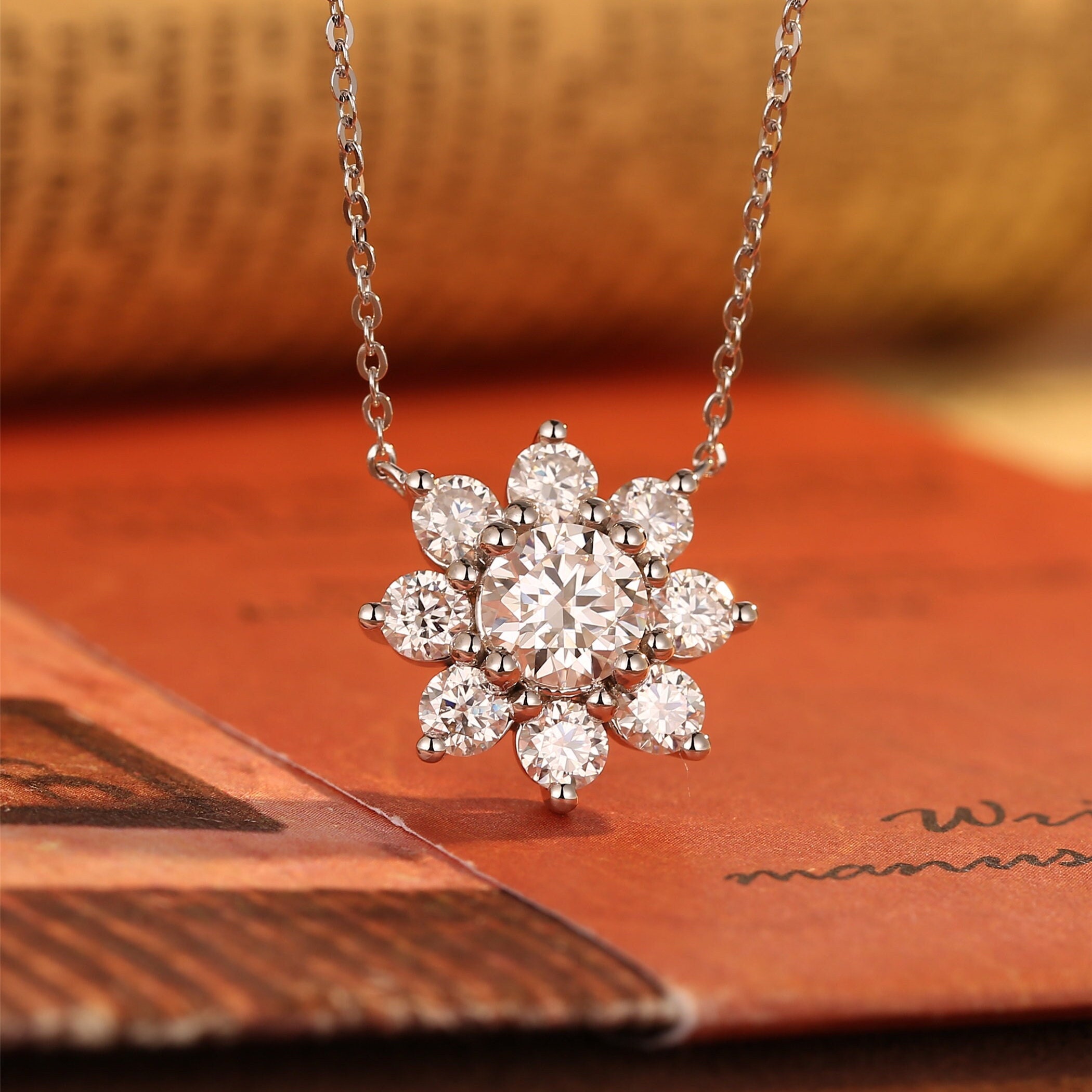 Sunflower diamond pendant deals