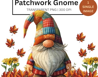 Nain en patchwork d'automne PNG | Sublimation d'automne (art numérique)