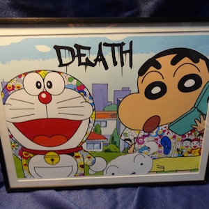 ドラえもん x クレヨンしんちゃん Death NYC#AP/100 World Art Printing Limited 額装・マット付き