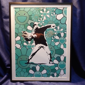 Banksy Flower Thrower Death NYC#AP/100 World Art Printing Limited Framed and Matted