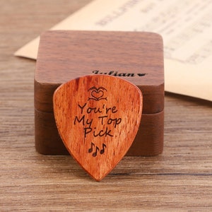 Guitar Picks with Case Christmas Gift, Personalized Guitar Pick Holder, Musicians Plectrum Box, Anniversary Gift Idea