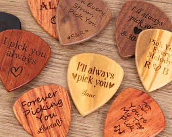 Custom Wood Guitar Picks Valentines day Gift, Personalized Guitar Pick Holder, Musicians Plectrum Box, Boyfriend Anniversary Gift Idea