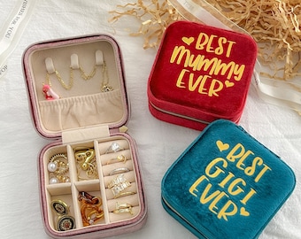 Personalized Best Mom Jewelry Box • Mother's day gift • Custom Velvet Travel Jewelry Case • Gift For Grandma Mom NaNa • Mom Birthday Gift