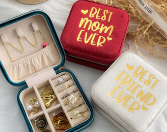 Mother's Day Gift • Personalized Best Mum Travel Jewelry Box • Mom Birthday Gift • Gift For Grandma Mom NaNa • Custom Velvet Jewelry Case