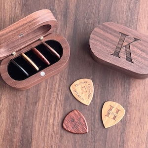 Personalized Guitar pick Valentines gift for Man, Custom wood Guitar pick holder, Custom guitar pick. Boyfriend Valentines Gift